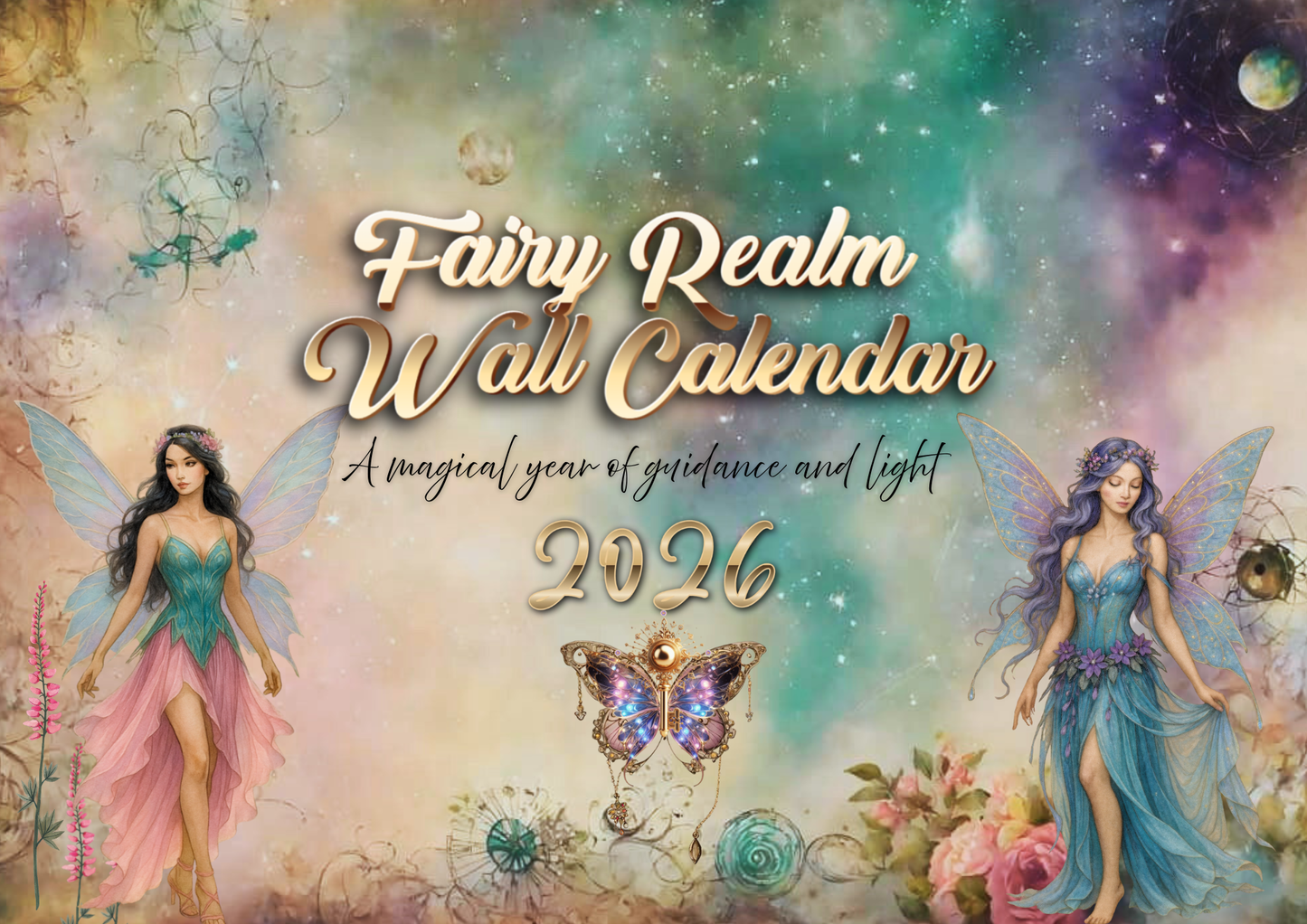 Mystical Fairy Realm Wall Calendar – Potions, Keys & Moon Phases
